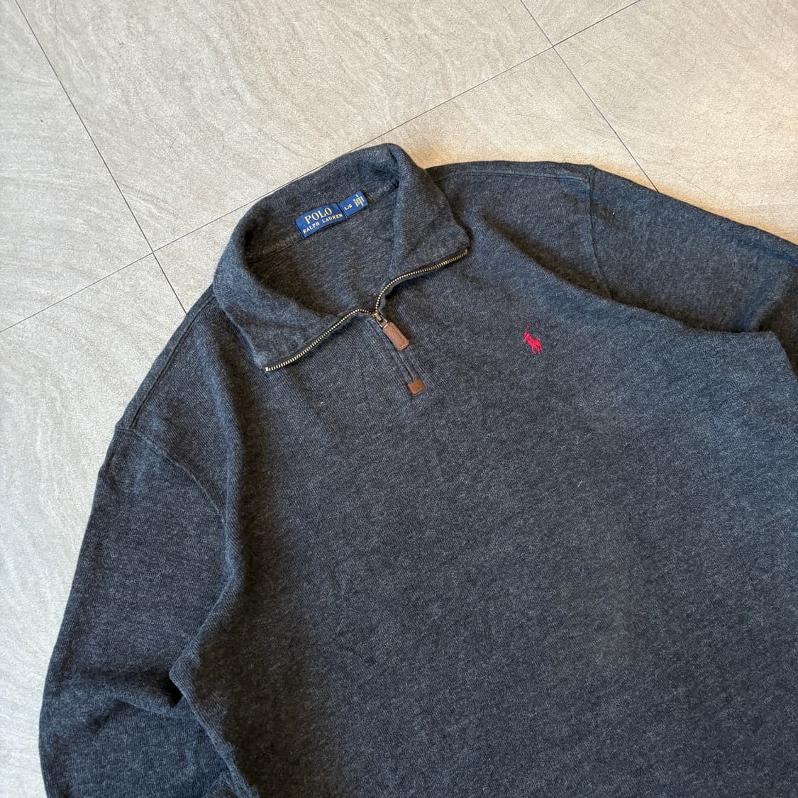 폴로 정품 그레이 반집업 니트 상품이미지2