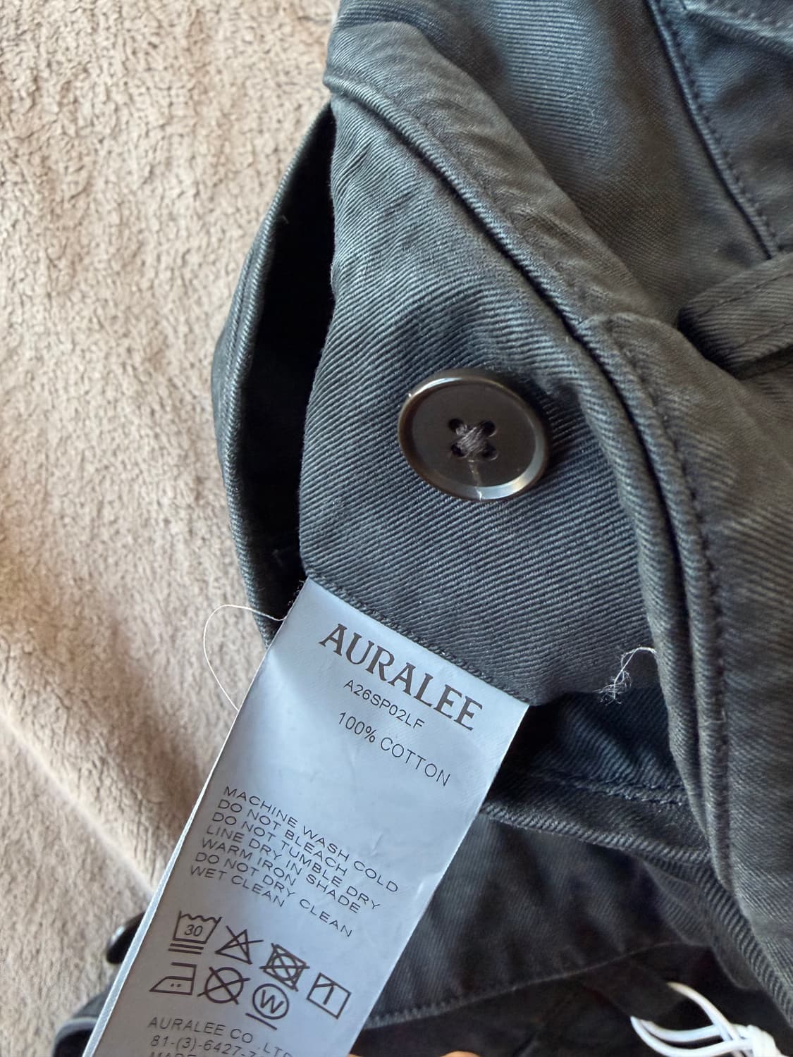 오라리 가먼트 다이드 핀스 라이트 치노 원턱 와이드 팬츠 블랙 / 5 상품이미지3