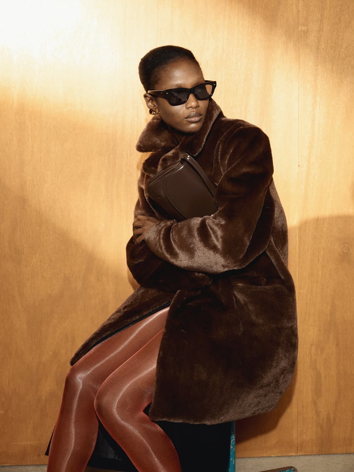 렉토 RECTO 그랜마 폭스 퍼 더블 코트 빈티지 브라운 상품이미지2