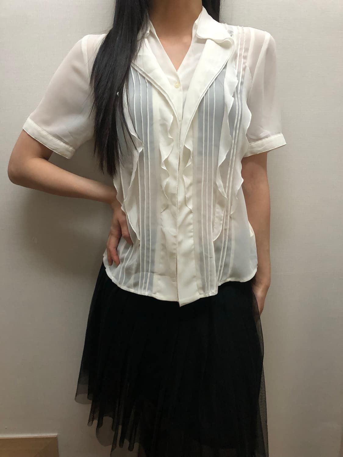 빈티지 화이트 프릴 블라우스 상품이미지5