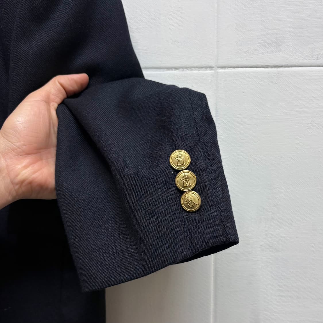 다크네이비 금장 버튼 울 더블 자켓 블레이져 JPN 상품이미지3
