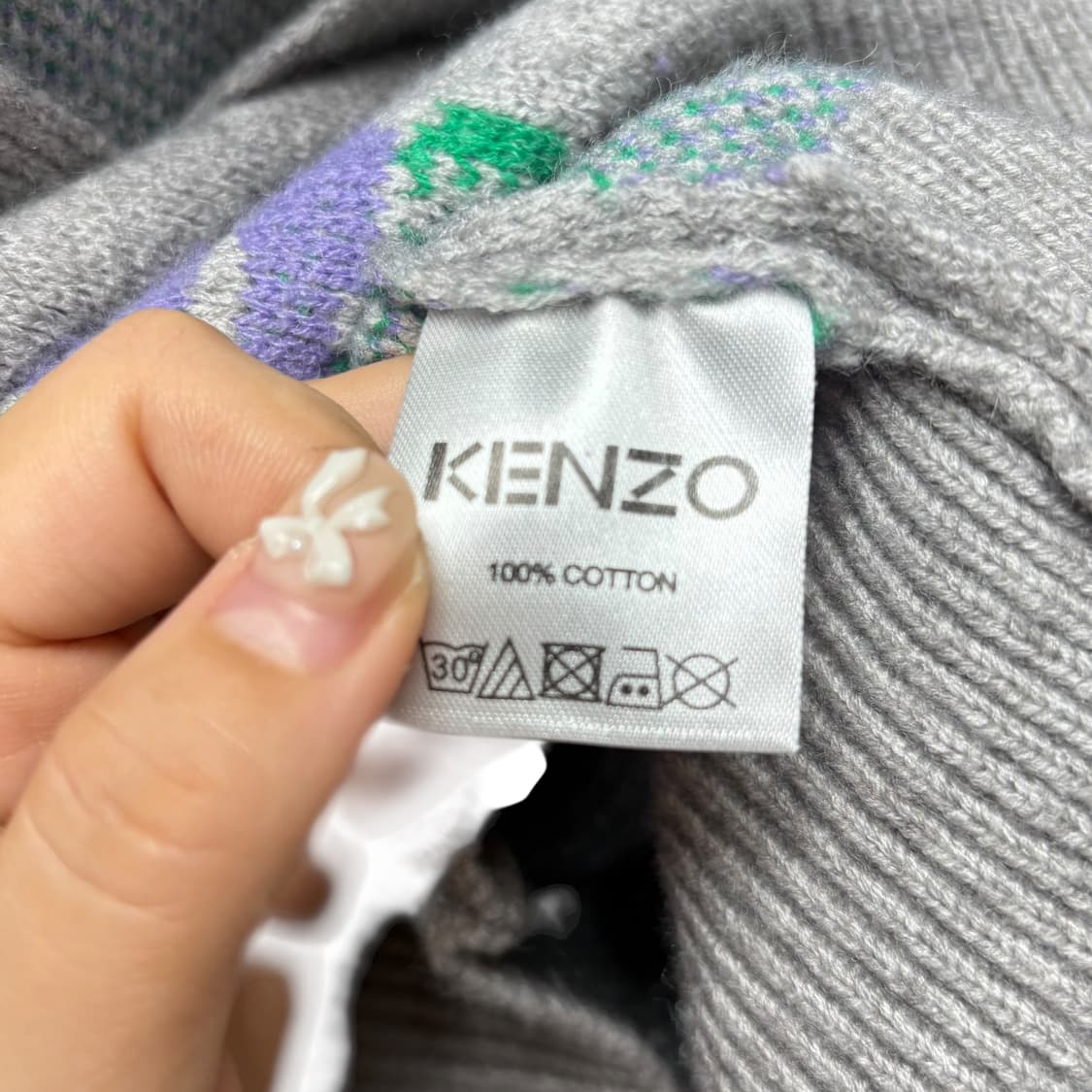 3836 겐조 그레이 플라워 크롭 니트가디건 상품이미지4