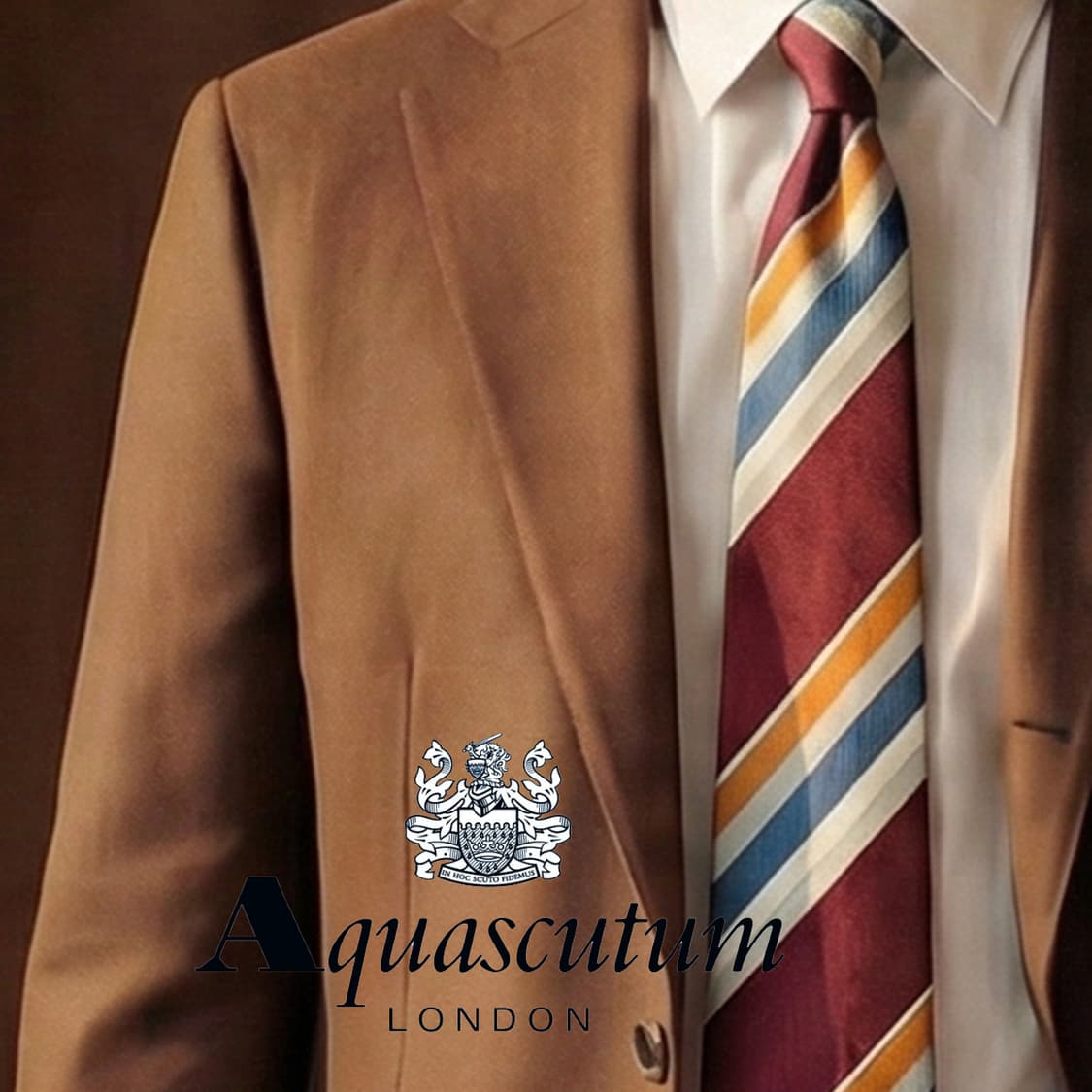 아쿠아스큐텀 실크 브라운 스트라이프 넥타이 9.2cm A등급 A19301 상품이미지1