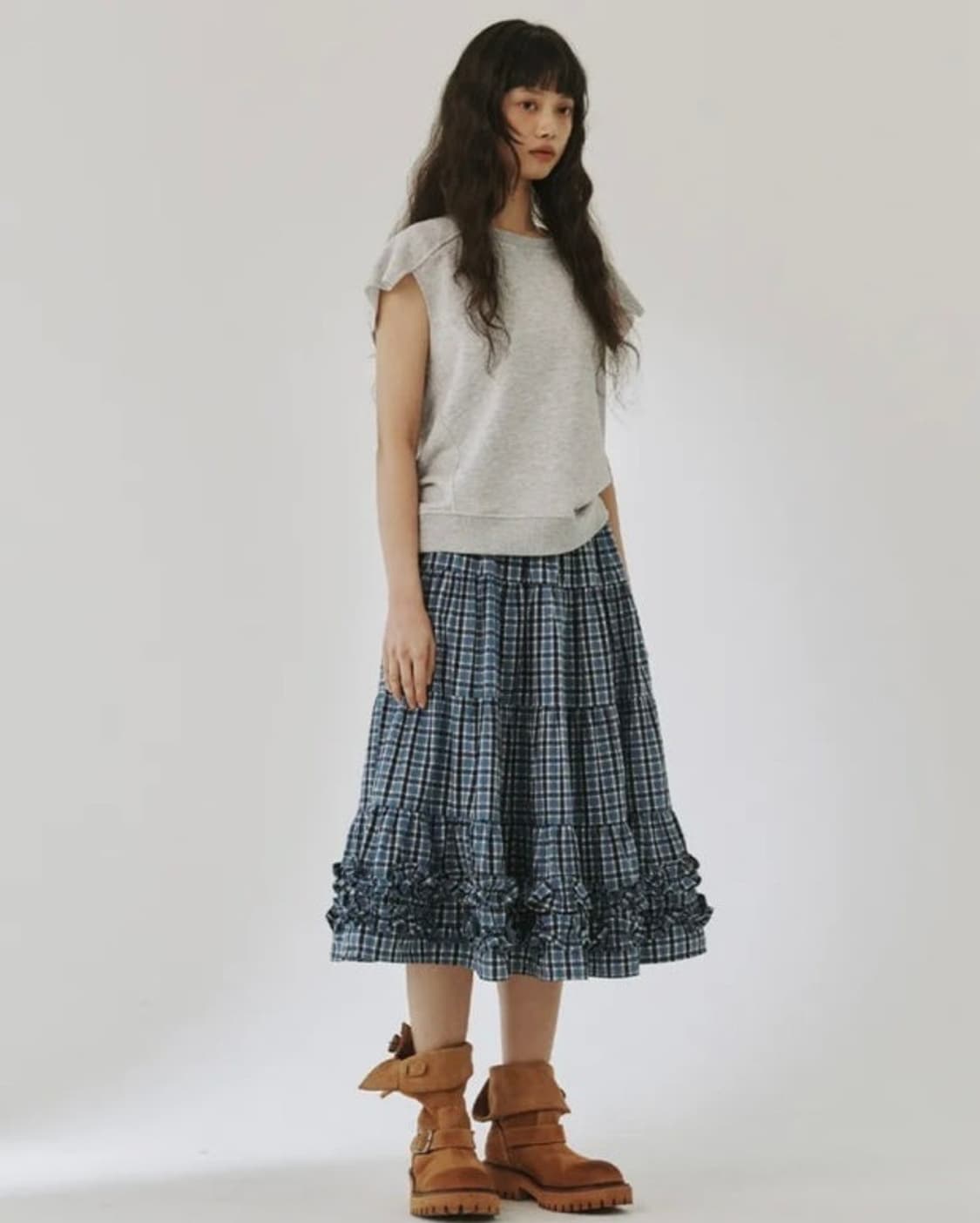 플리즈프로젝트 체크프릴스커트 상품이미지1