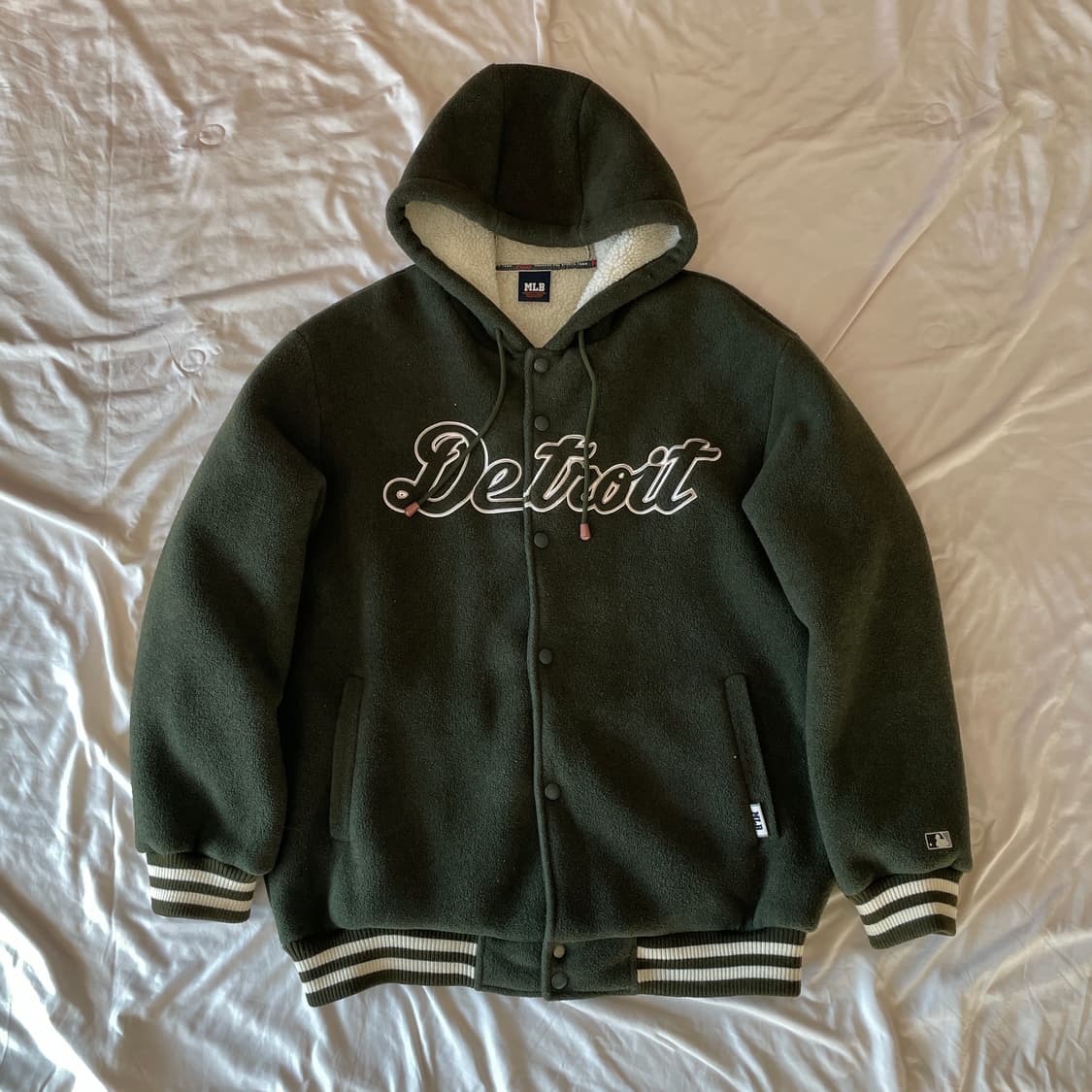 [MLB] 디트로이트 카키 후드 야구 점퍼 바시티 자켓 빈티지디엠어항 상품이미지1