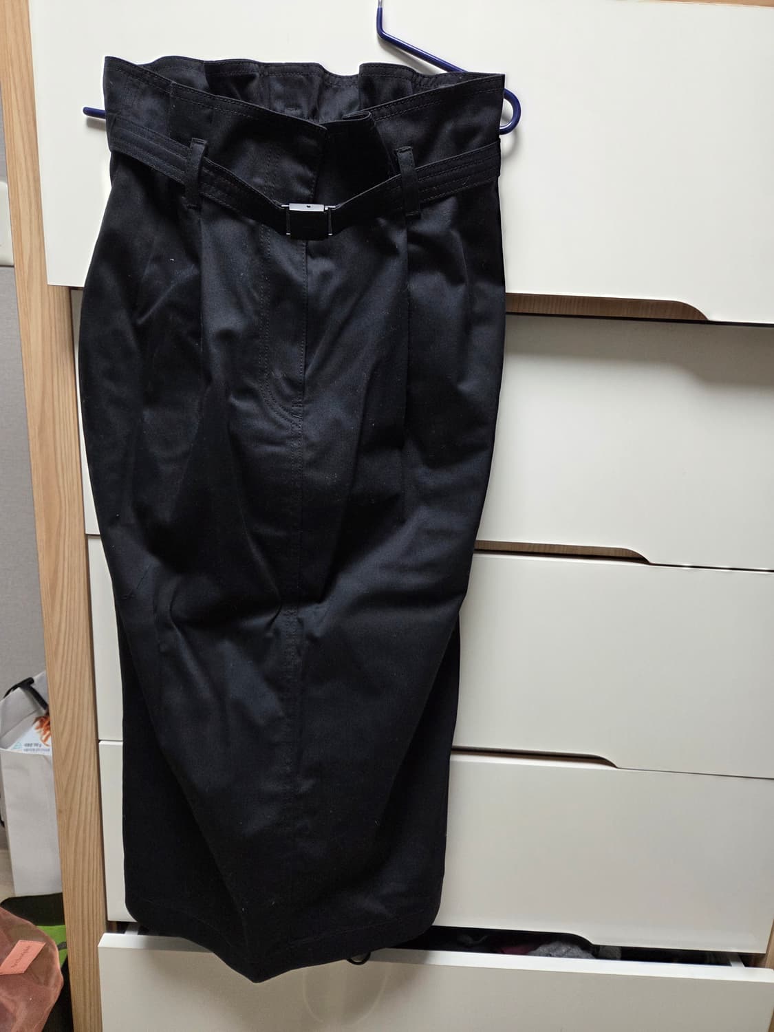 준지 하이웨이스트 벨티드 밴딩 스커트 블랙 36 상품이미지2