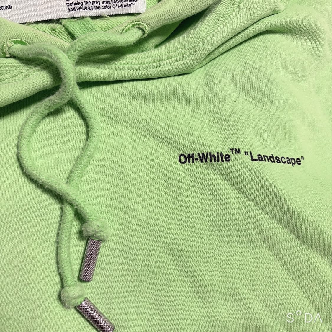 오프화이트 라임색 후드티 M~L 상품이미지4