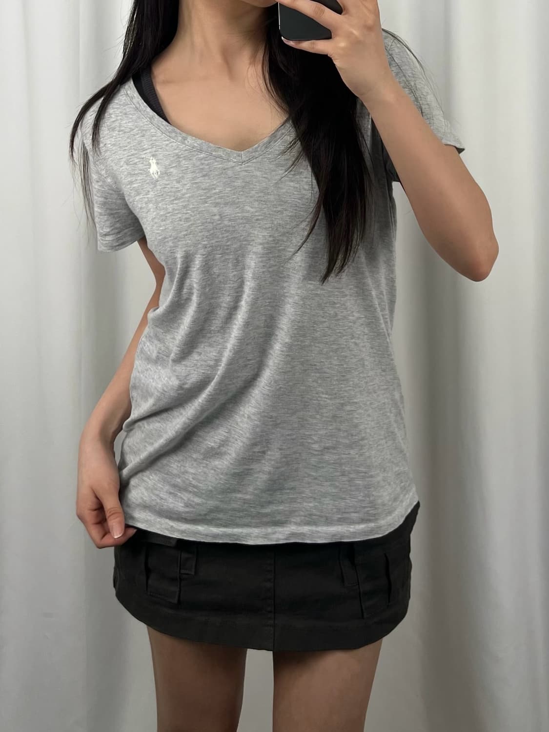 폴로 그레이 브이넥 반팔 상품이미지1