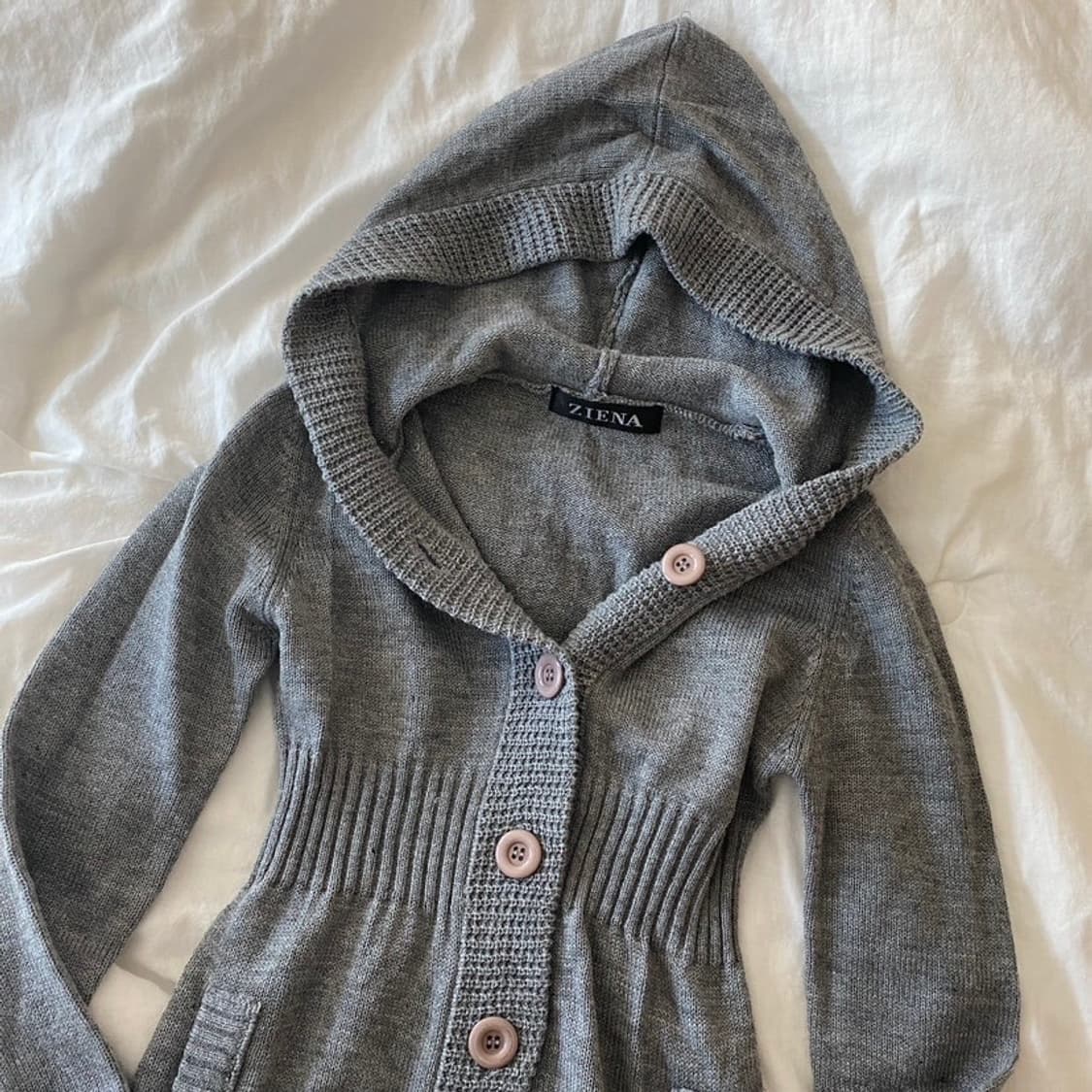 빈티지 버튼 후드 가디건 / 그레이 차콜 상품이미지2