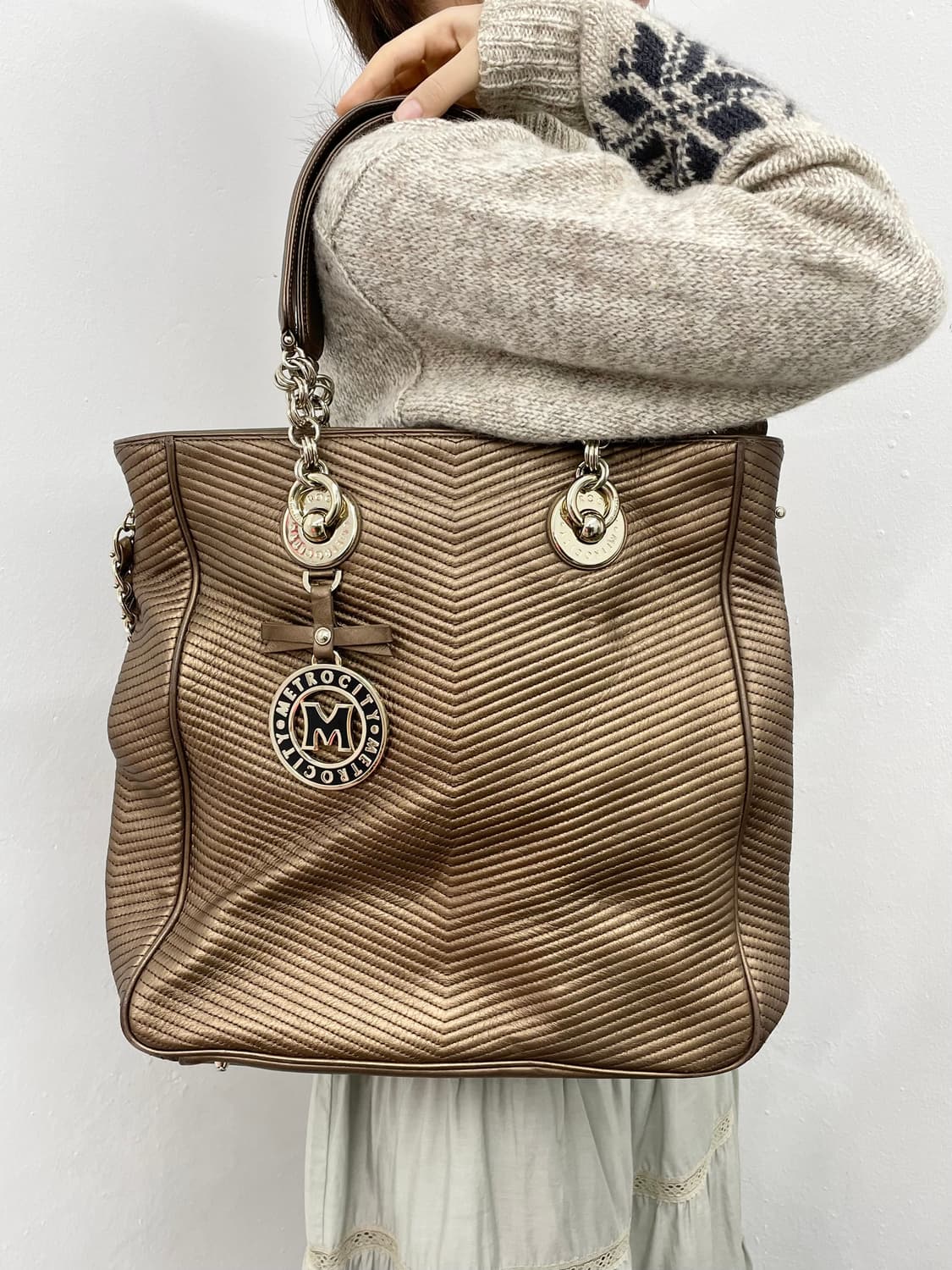 메트로시티 리얼레더 키링 체인 백 상품이미지2