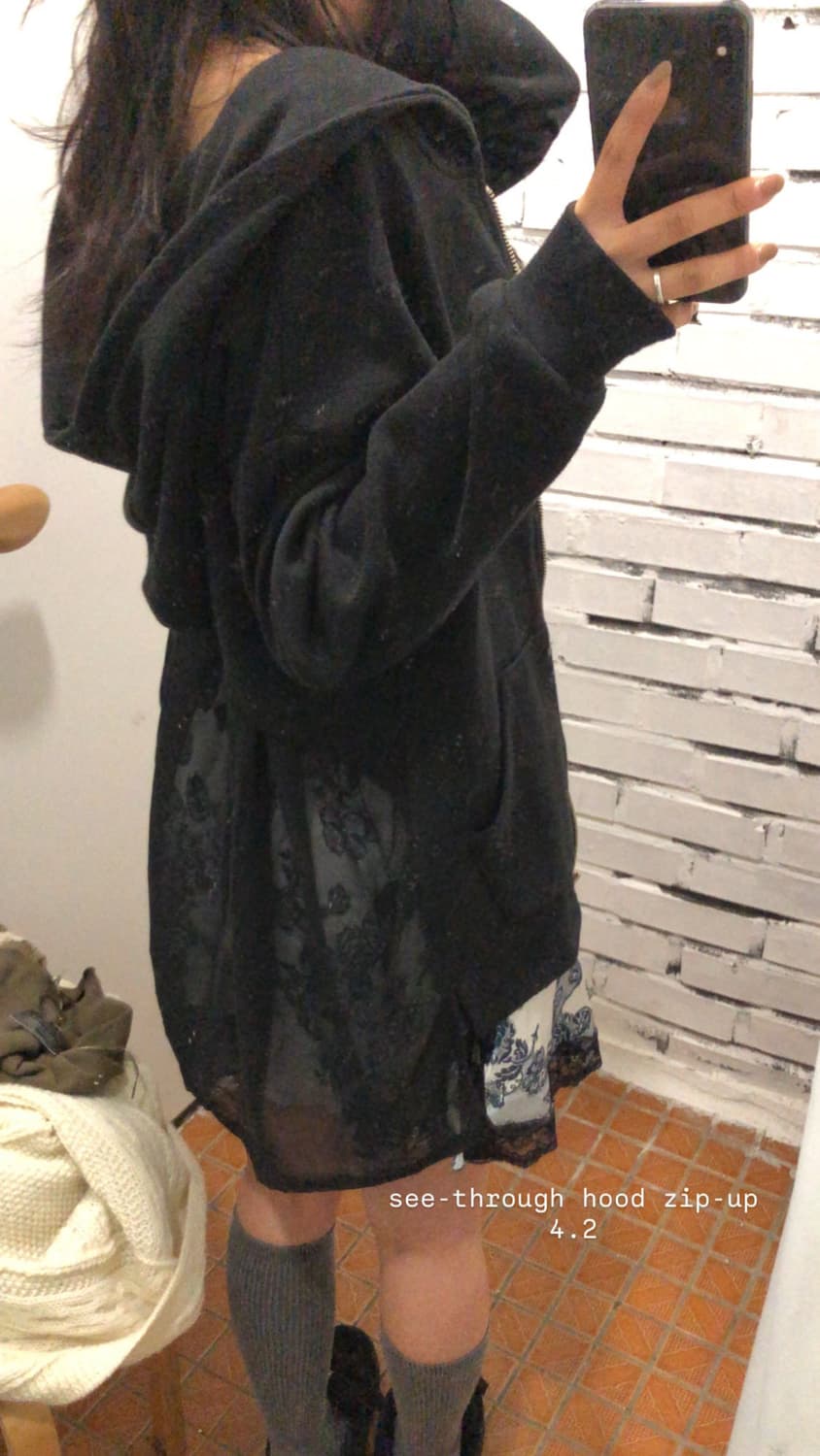 시스루 후드집업 상품이미지2