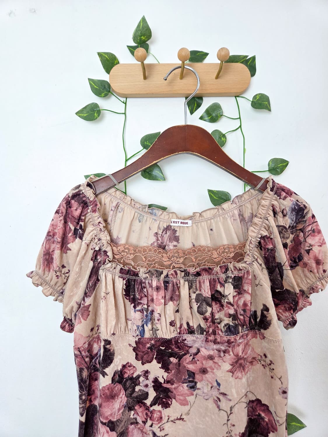 L'est rose 플라워 벨벳 탑 상품이미지2