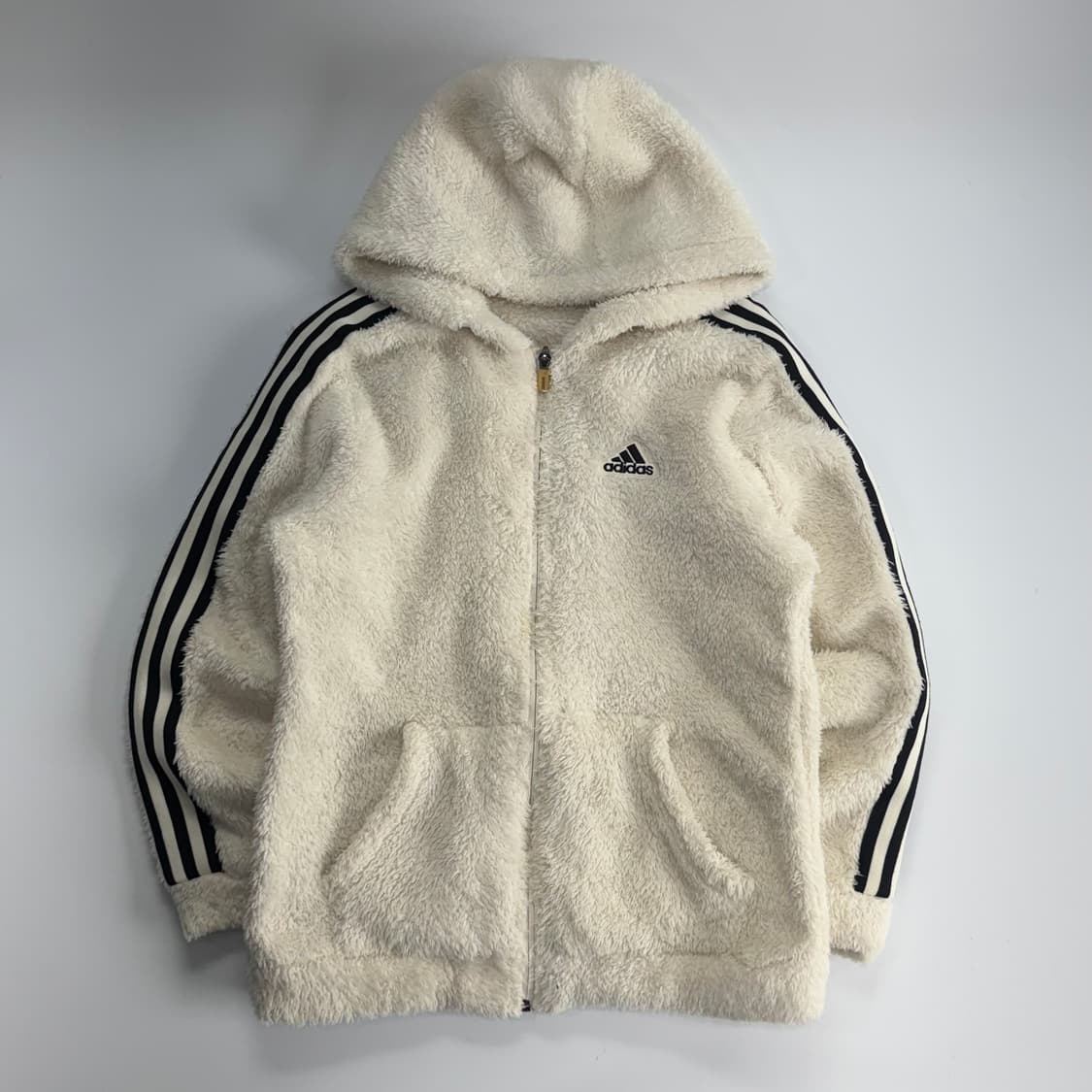Adidas 아디다스 삼각로고 아이보리 후리스 집업 상품이미지3