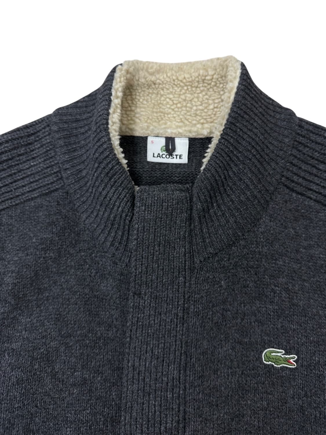 라코스테 울100% 니트집업 웜차콜 (105) 상품이미지3