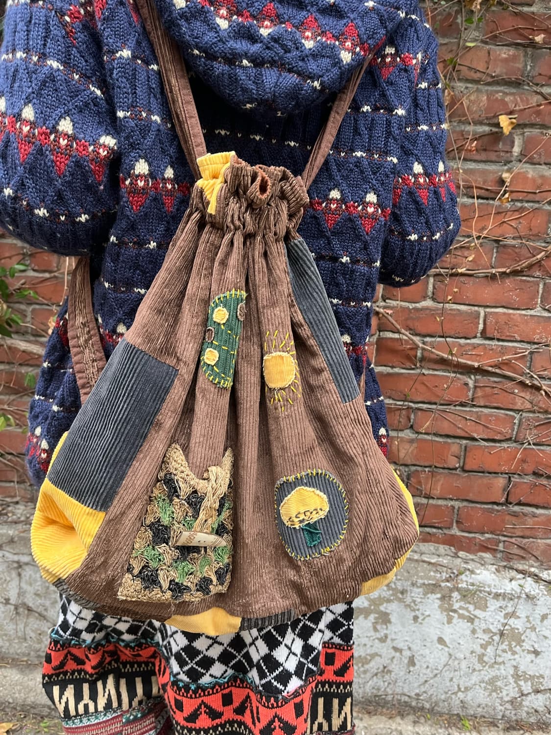 일본 히피무드 패치 복조리 백팩 상품이미지6