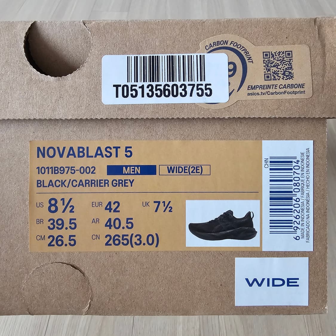 265 2E 와이드 새제품) 아식스 노바블라스트 5 블랙 런닝화 러닝화 상품이미지5