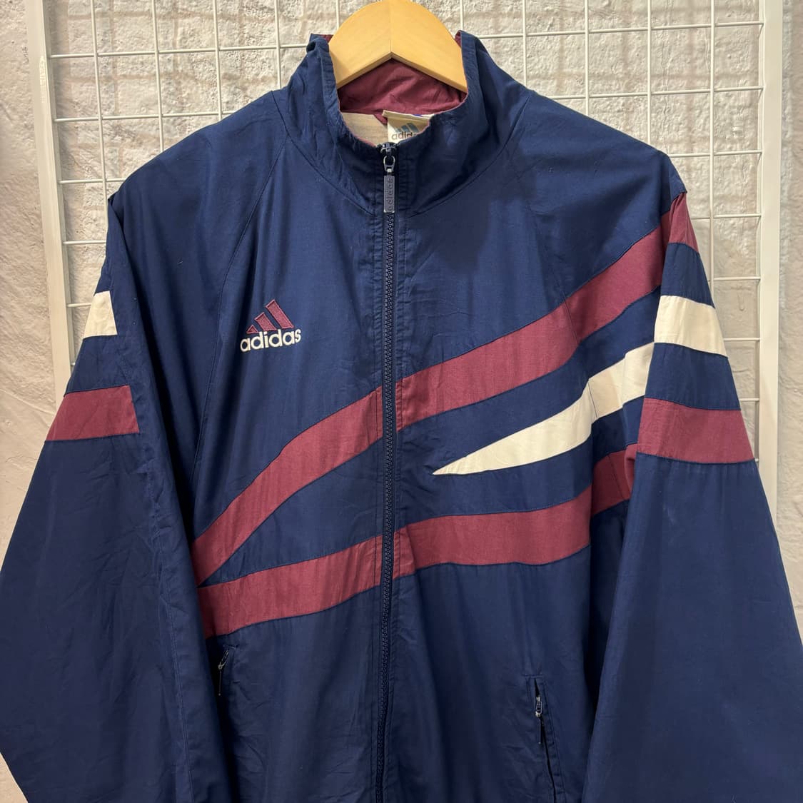 90s 아디다스 올드스쿨 사이드라인 배색 바람막이 자켓 L 상품이미지3