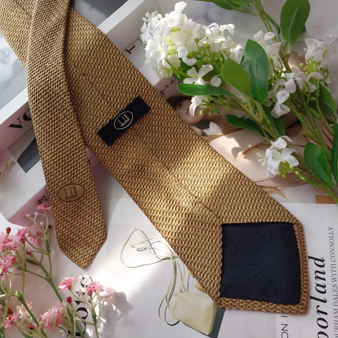 던힐 실크 골드 직조 패턴 넥타이 9.2cm A+~A등급 K2267 상품이미지6