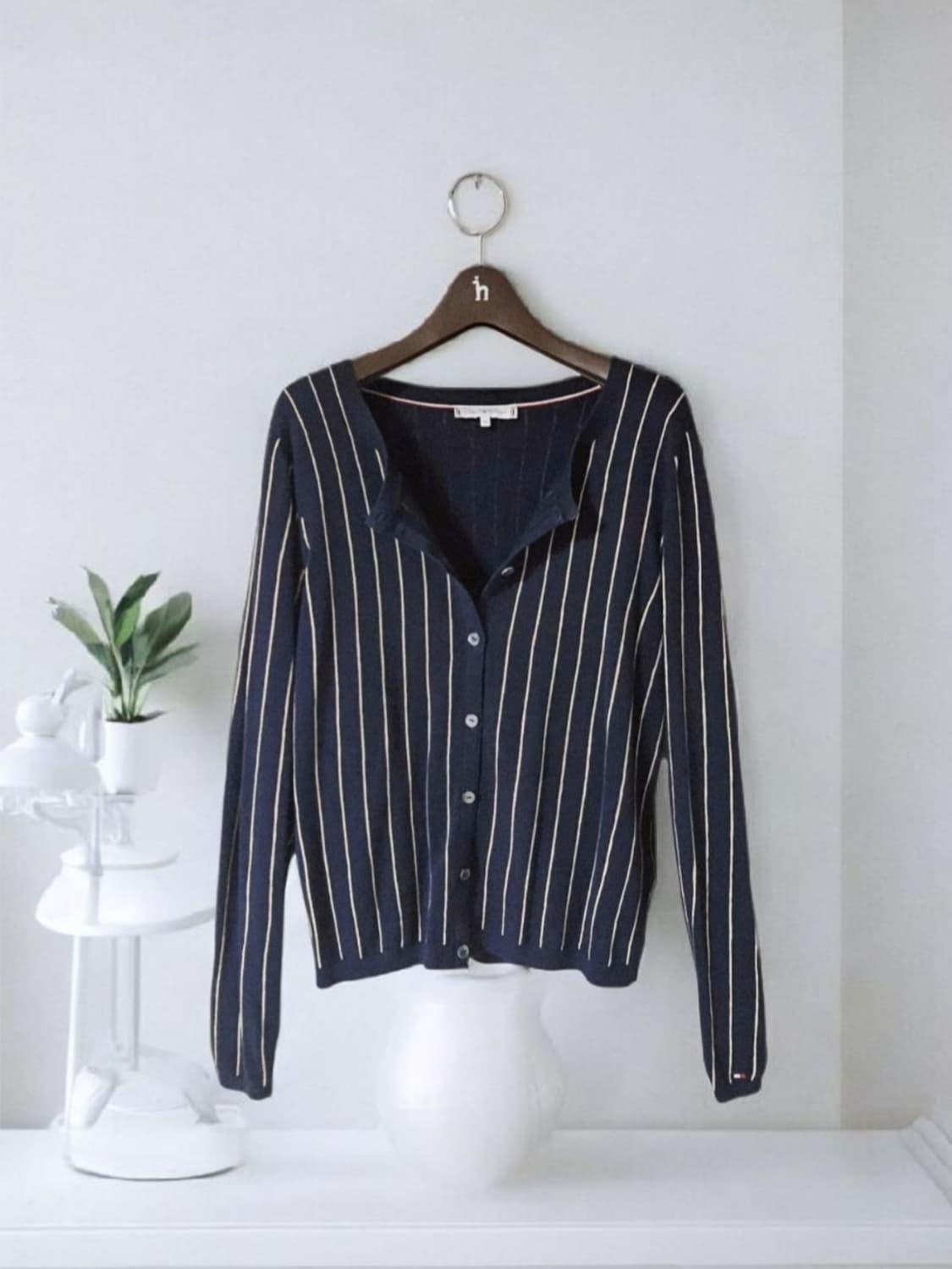 타미힐피거 여성 라운드넥 플래그 네이비 스트라이프 여성 가디건 55 상품이미지1