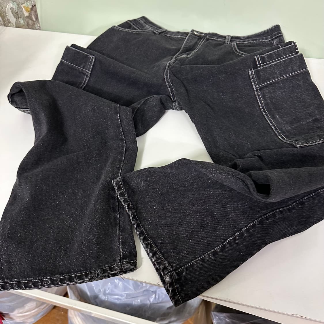 L 퍼스텝 빈티지블랙 워시드 일자핏 카고 데님팬츠 상품이미지3