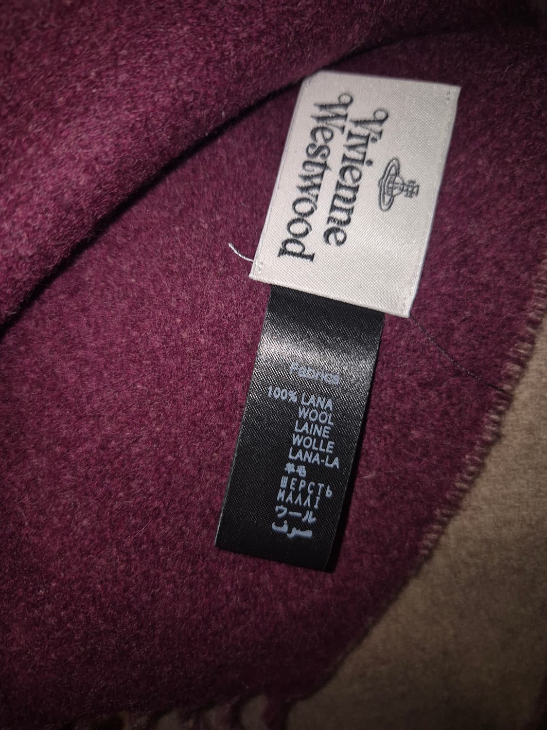 25FW 비비안 웨스트우드 더블 로고 울 머플러 카멜 상품이미지5