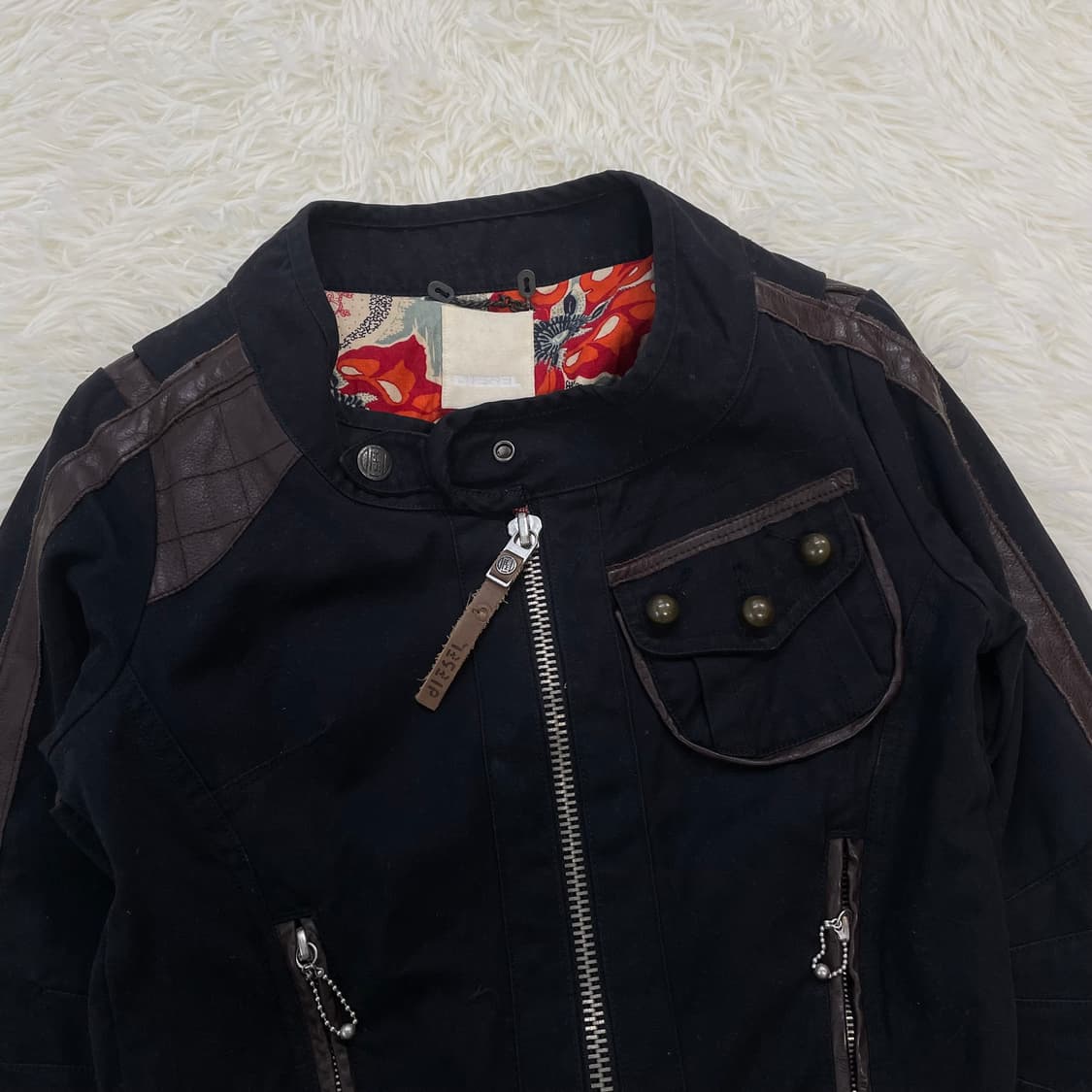 디젤 Diesel 아일렛 크롭 바이커 자켓 블랙 상품이미지4