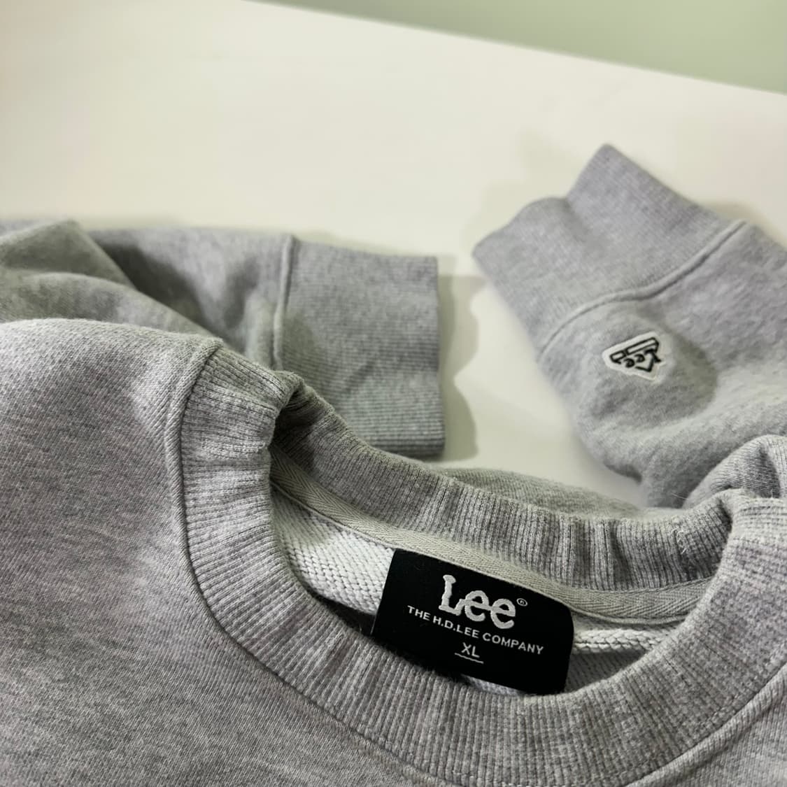 XL 리 LEE 그레이 기본로고 오버핏 크루넥 스웻셔츠 맨투맨 상품이미지2