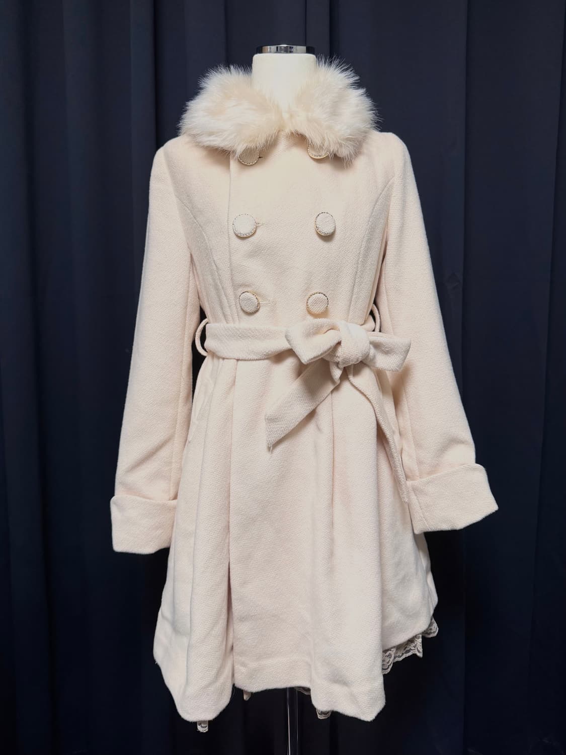 히메갸루 퍼카라 더블버튼 코트 라떼 스나계 리즈리사깔 상품이미지1