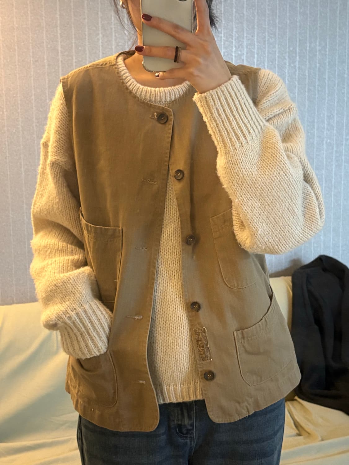 모노플로우 베이지 아메카지 더블포켓 베스트 상품이미지2