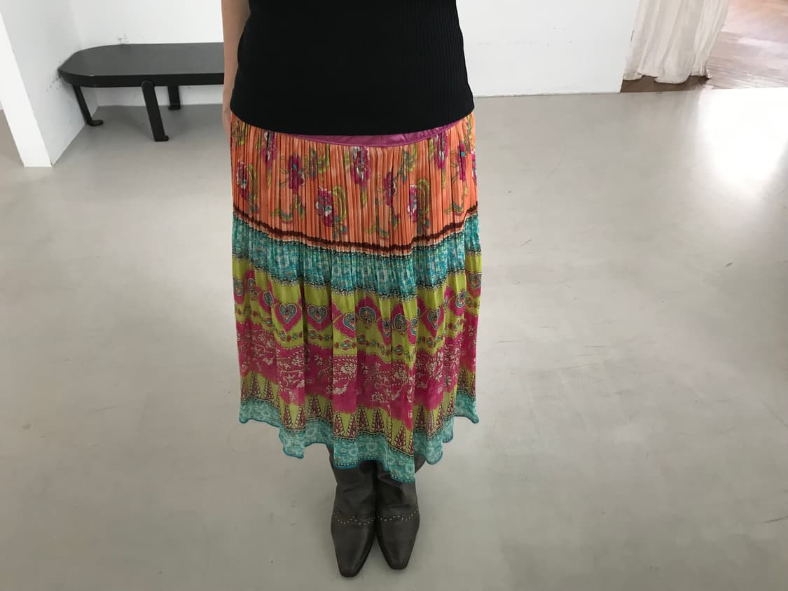 vintage pattern pleats skirt 상품이미지2