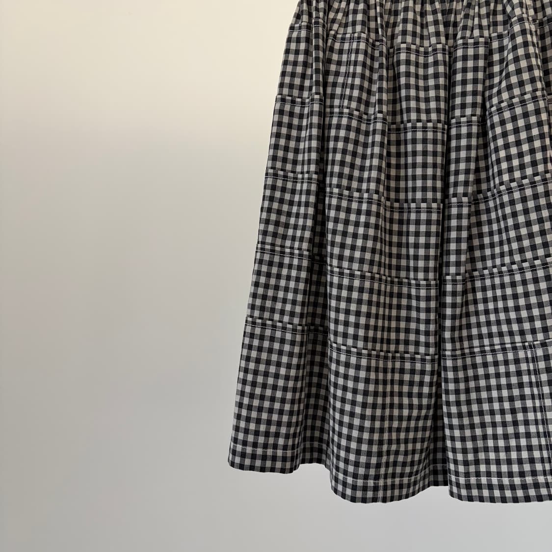 Gingham Check Patchwork Skirt 상품이미지5