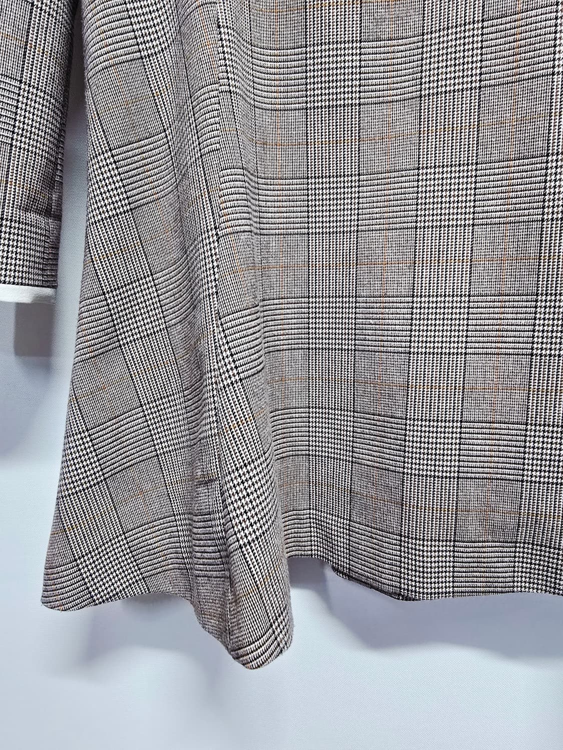 jj지고트 체크 리본 긴팔 플레어 원피스 상품이미지3