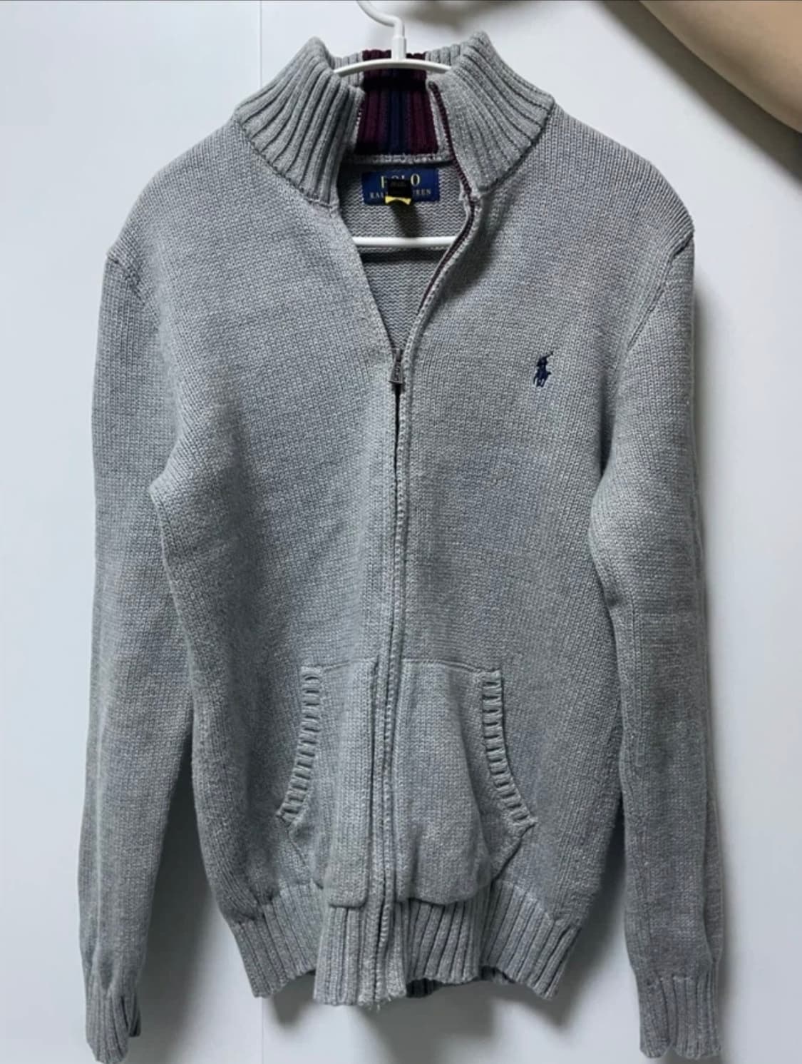 폴로 8-18세 코튼 풀 지퍼 스웨터(그레이) 상품이미지1