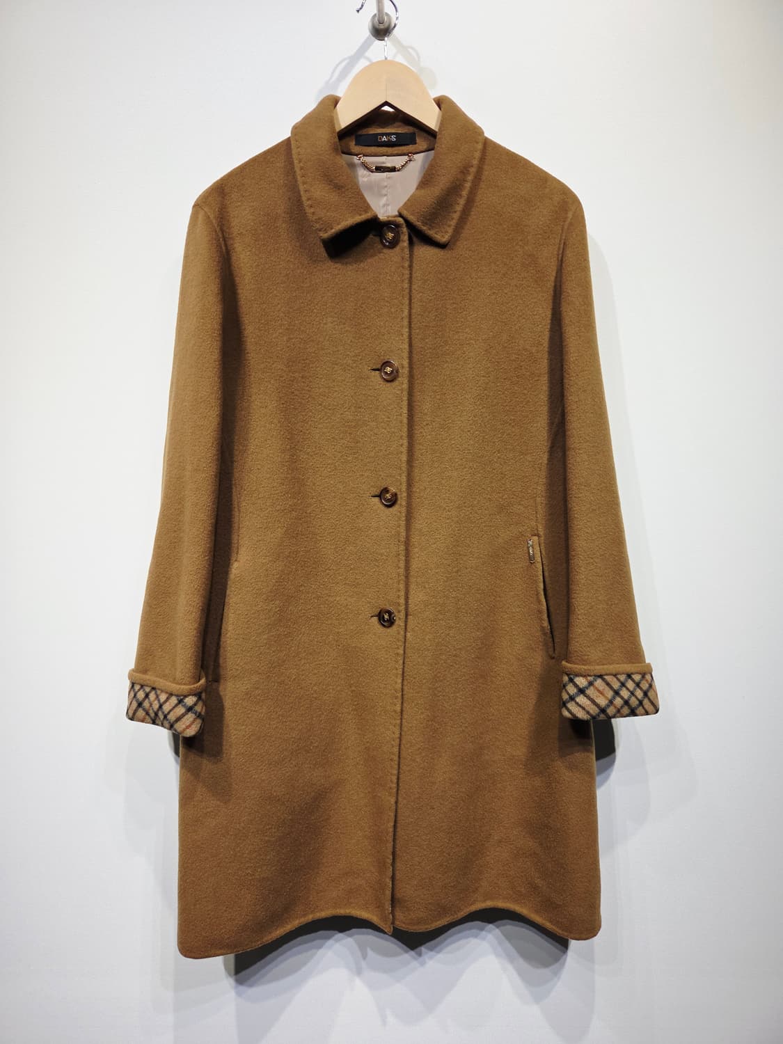 DAKS 닥스 울 100% 시그니처 체크 카멜 코트 상품이미지2