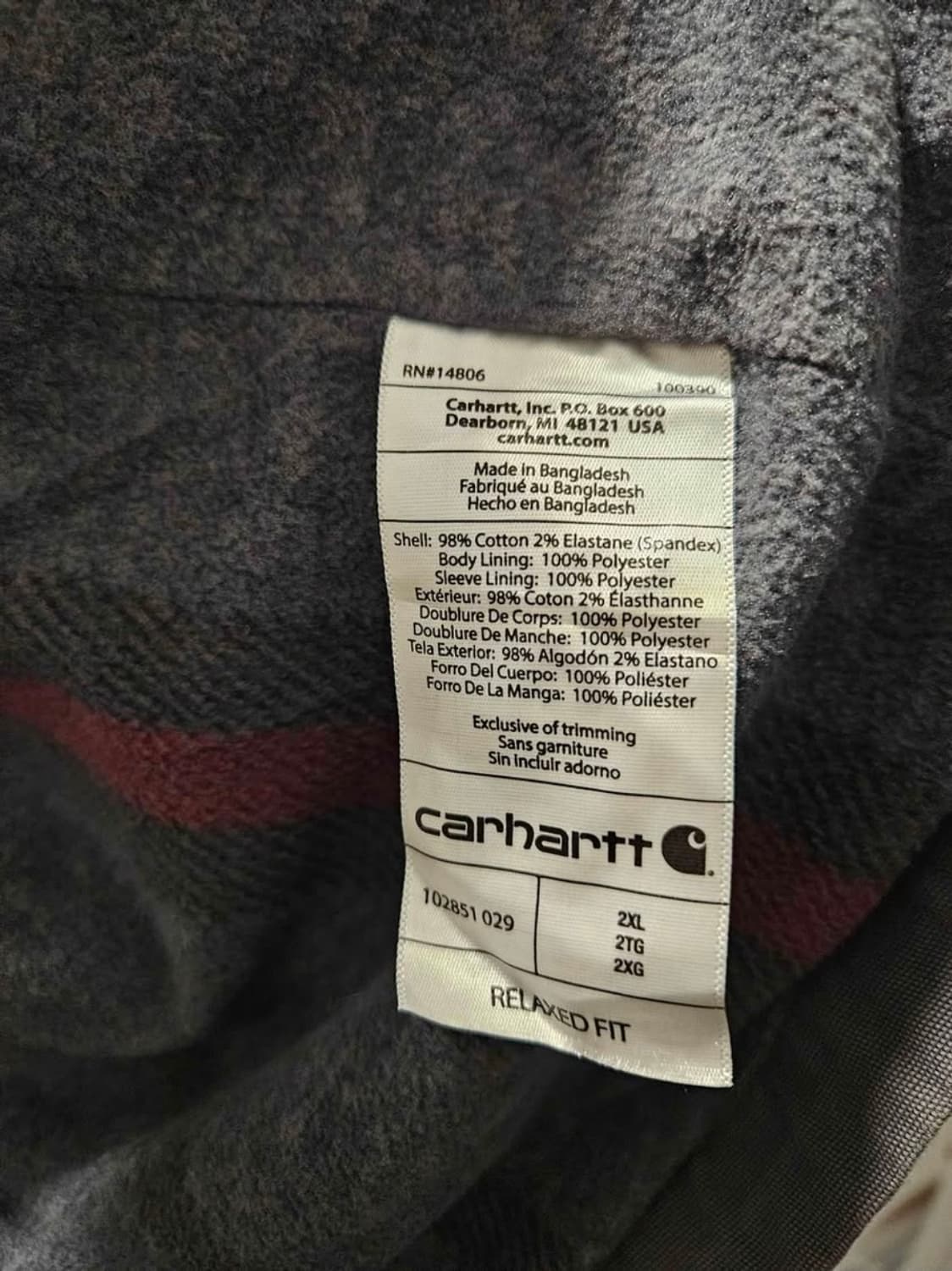 칼하트 러기드 플렉스 셔츠 102851 029 Man 2XL 자켓 상품이미지5