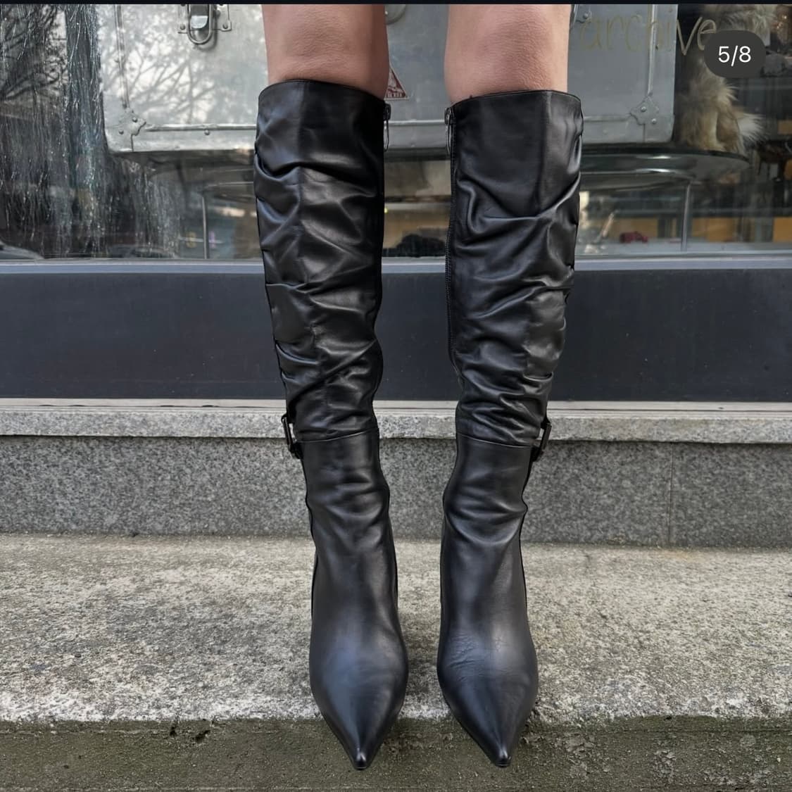 00s 아카이브 가죽 버클 스틸레토 포인트 부츠 상품이미지6