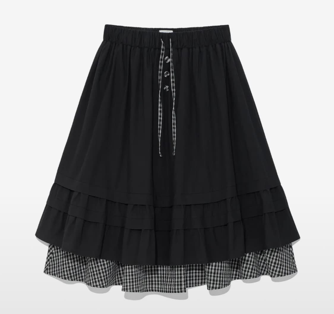 더콜디스트모먼트 레이어드 스커트 블랙 상품이미지2