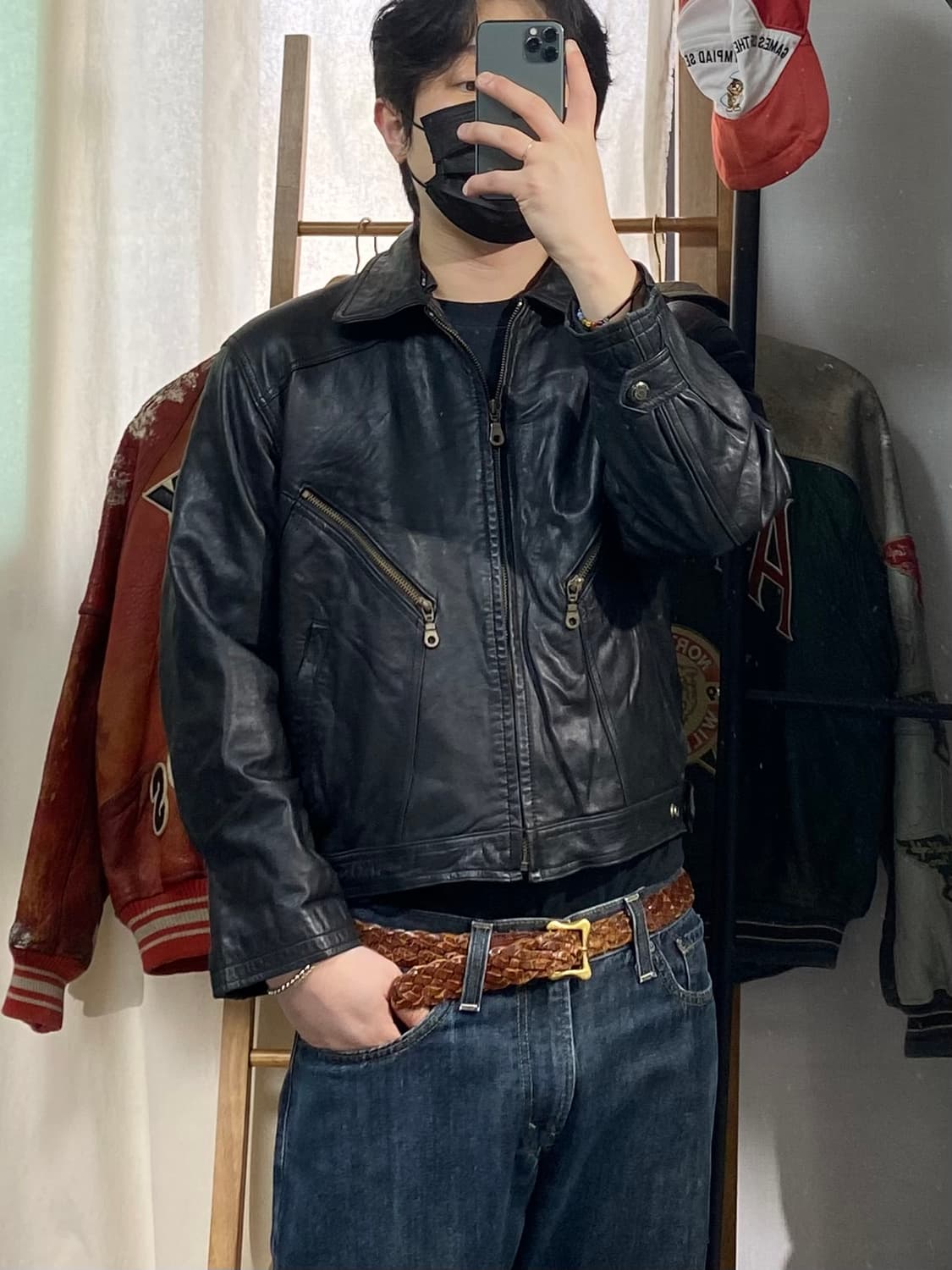 [S] 90s Vintage 빈티지 양가죽 크롭 레더 자켓 상품이미지7