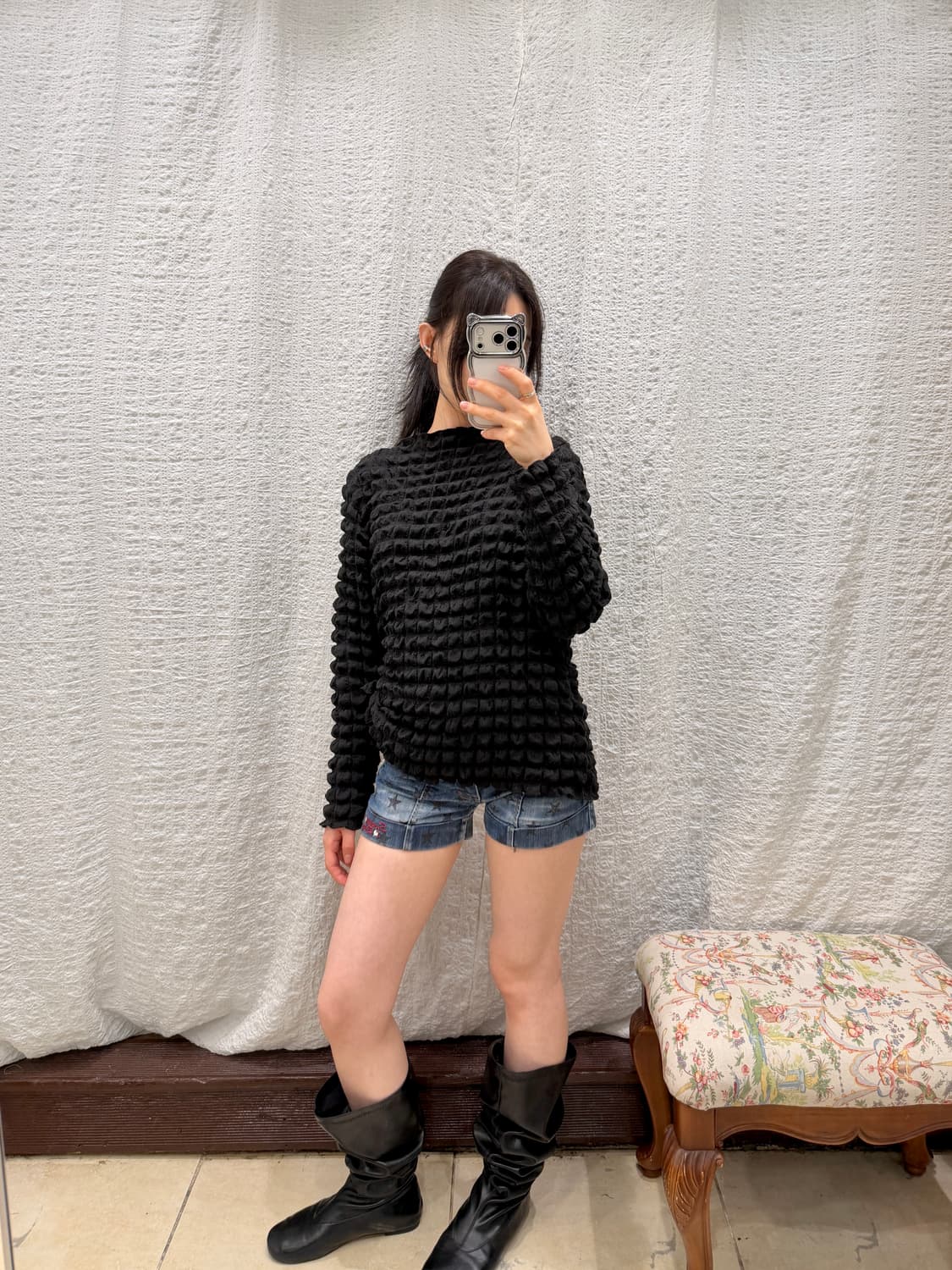 black pom pom sleeve 상품이미지7