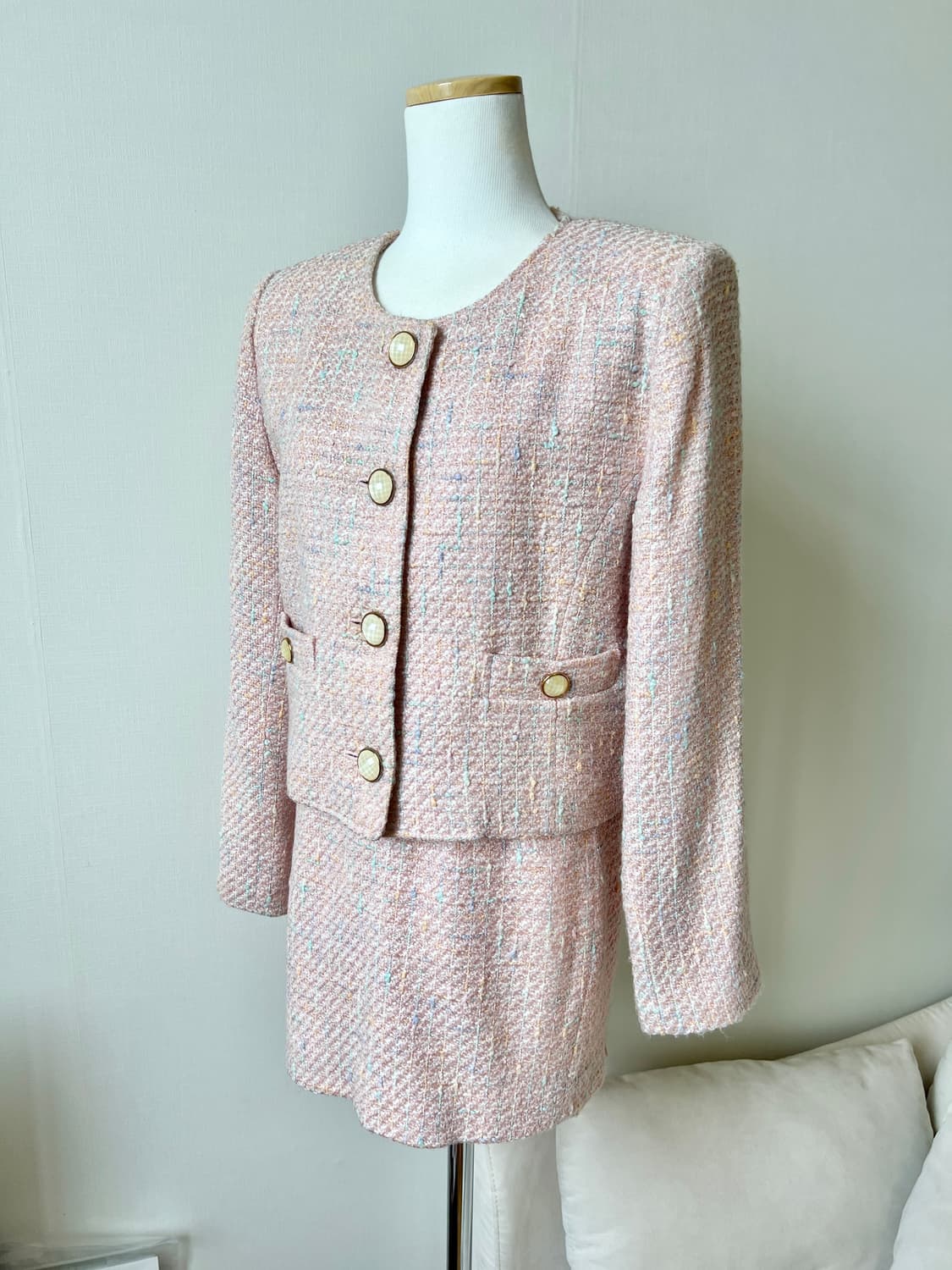 pink tweed setup 상품이미지1