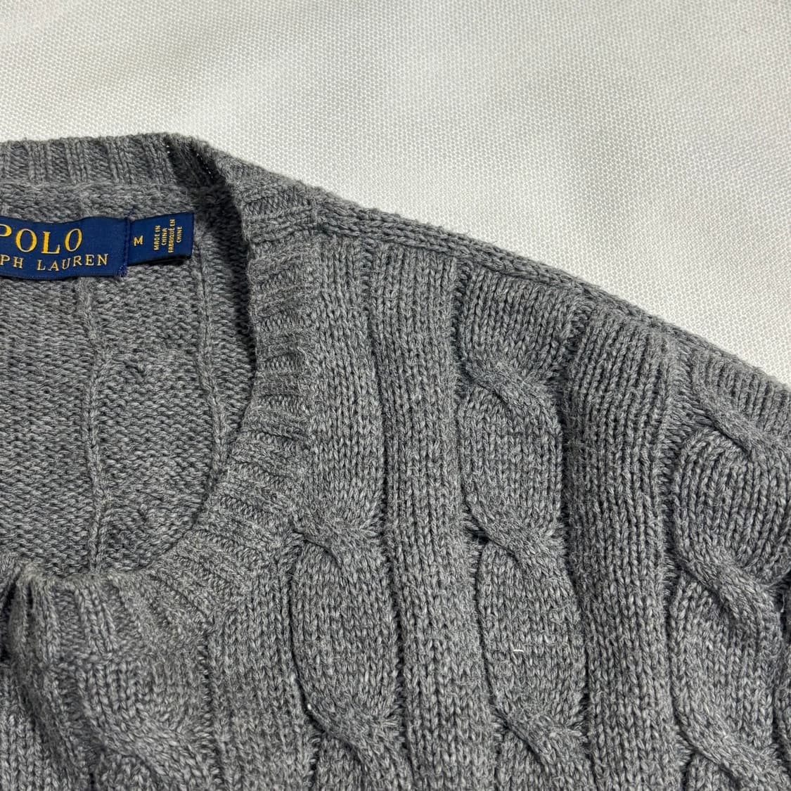 M 폴로랄프로렌 버건디 포니 그레이 케이블 니트 상품이미지7