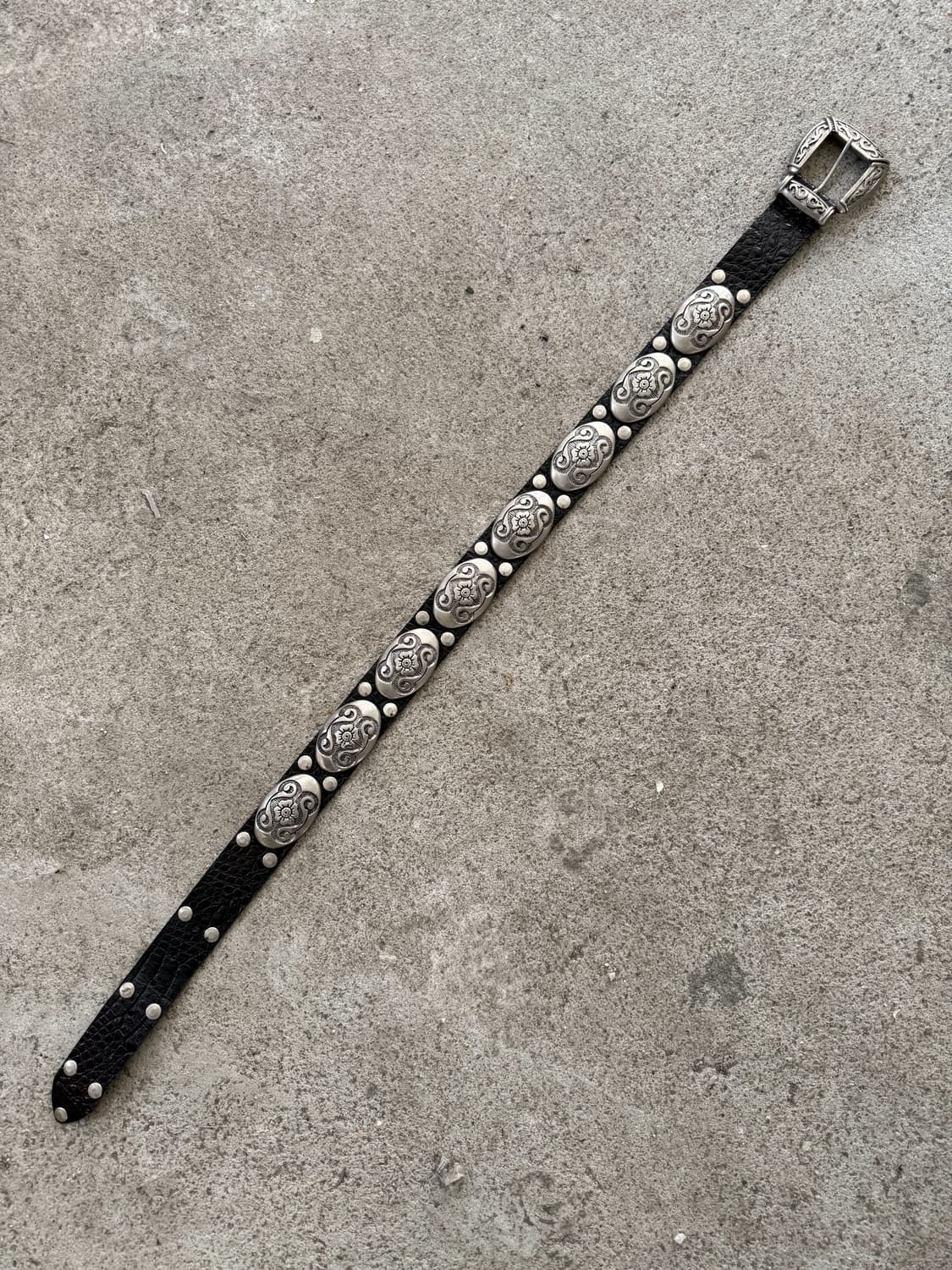 90s Nanni Croc Embossed Concho Belt 상품이미지3