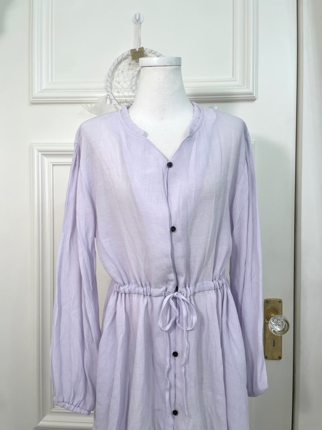 lavender v-neck waist shirring blouse op 상품이미지5