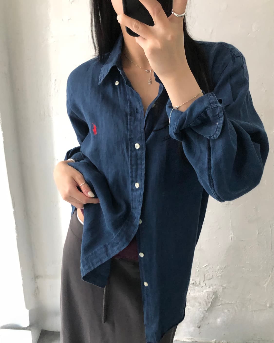 Polo 폴로 랄프로렌 신형 레드포니 네이비컬러 린넨 셔츠 상품이미지2