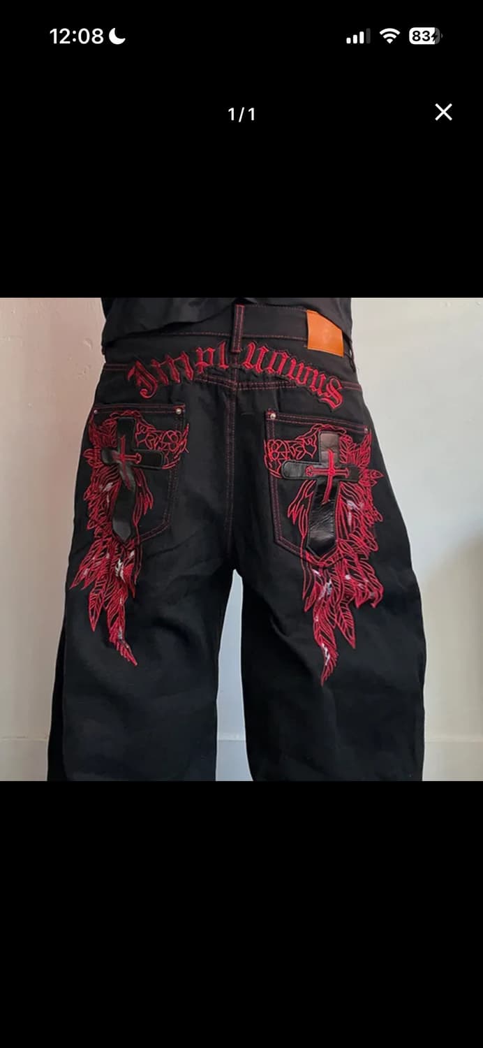 공사이오 루시 자수 빈티지 데님팬츠 상품이미지1