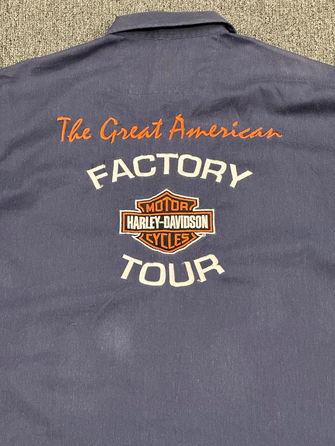 M)할리데이비슨 빈티지 패치 STAFF 자수 네이비 반팔셔츠 상품이미지4