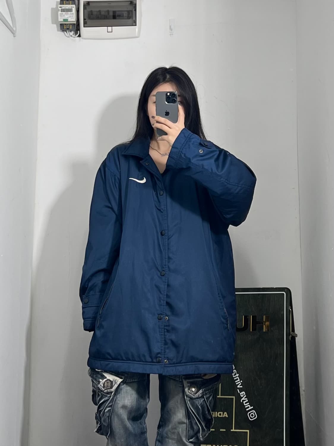 90s 나이키 네이비 돕바 롱패딩 M 상품이미지2