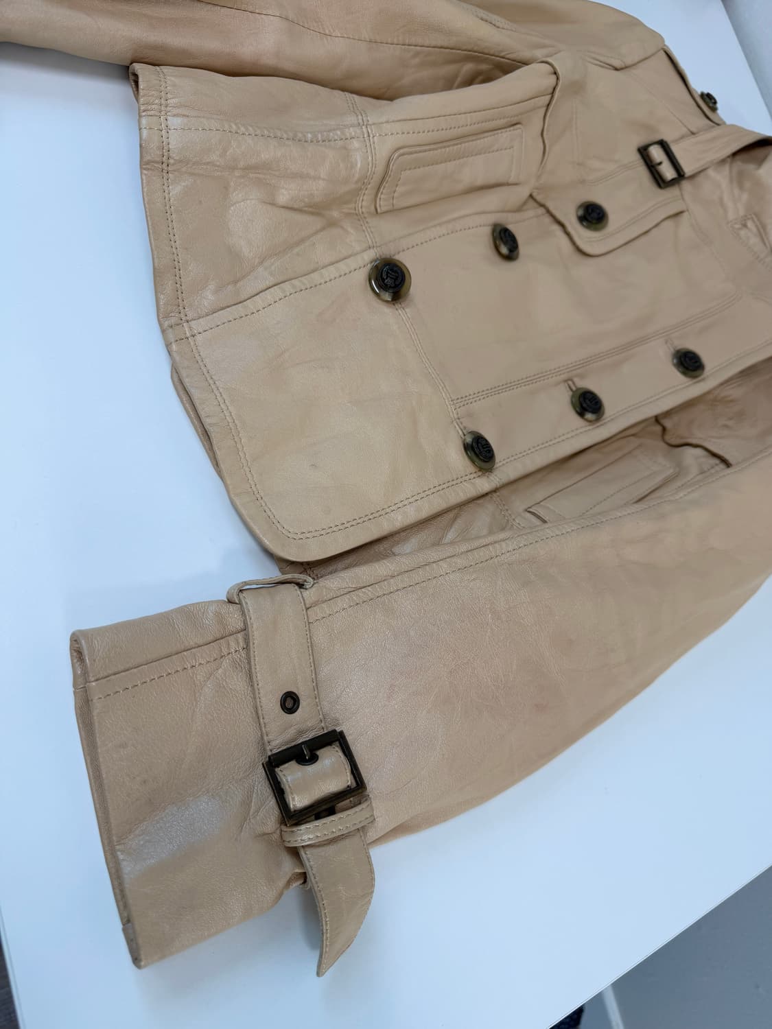 Japanvintage 양가죽 레더 베이지 자켓 상품이미지5