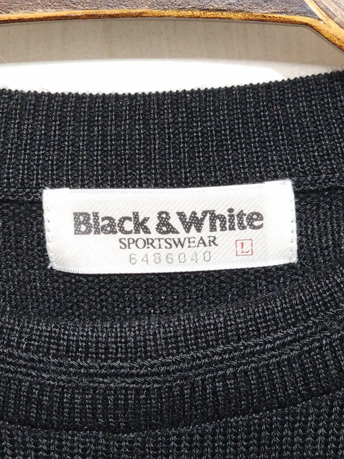 (L) 블랙앤화이트 니트 블랙 빅로고 울스웨터 골프웨어  상품이미지3