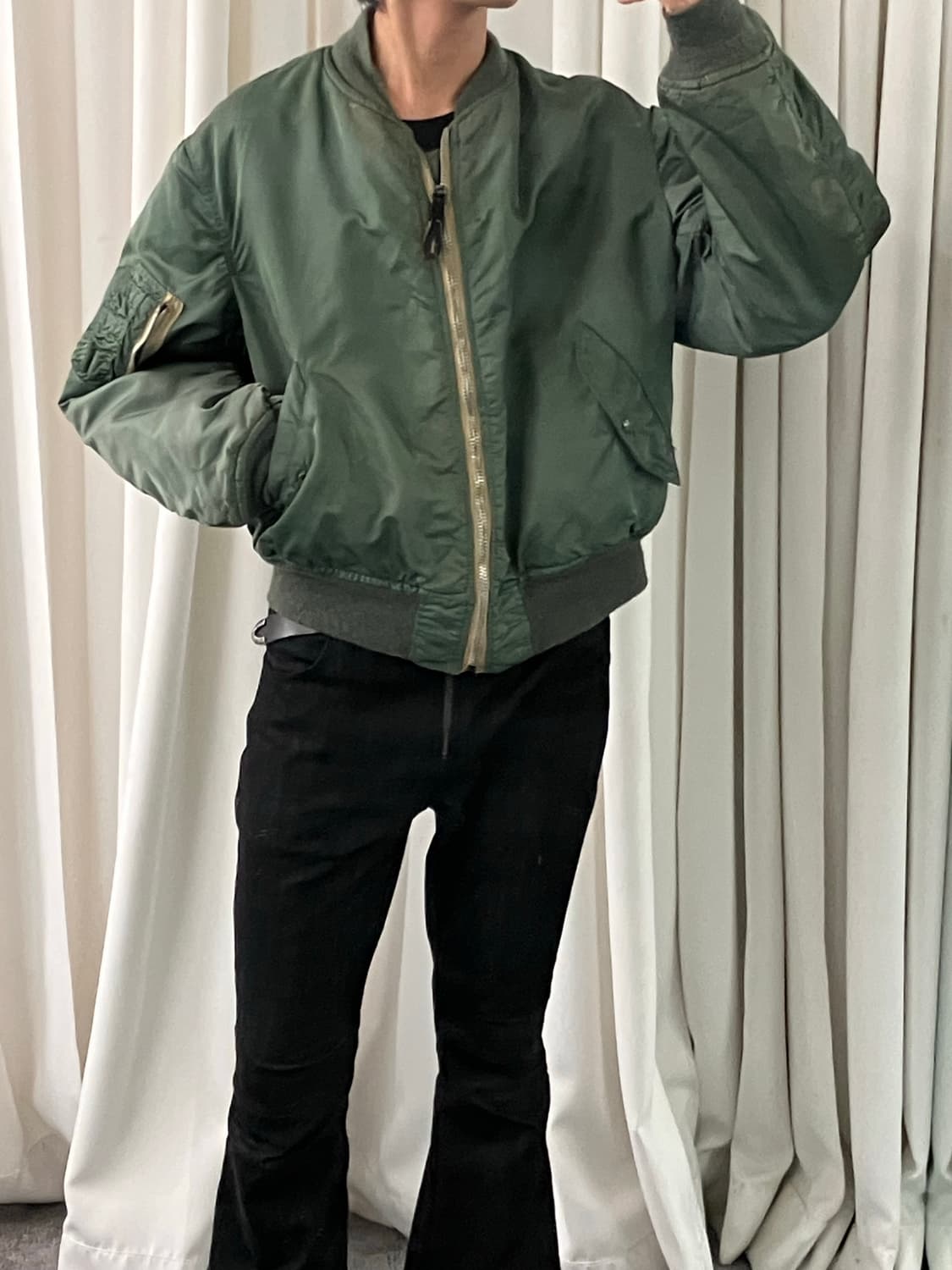 70s 알파인더스트리 미군 오리지널 리버시블 카키 ma-1 상품이미지9